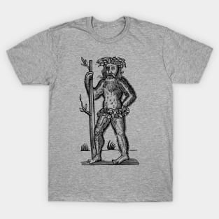 Wild Man or Green Man Medieval Woodcut T-Shirt